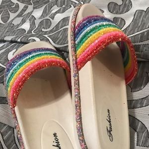 Rainbow flip flops